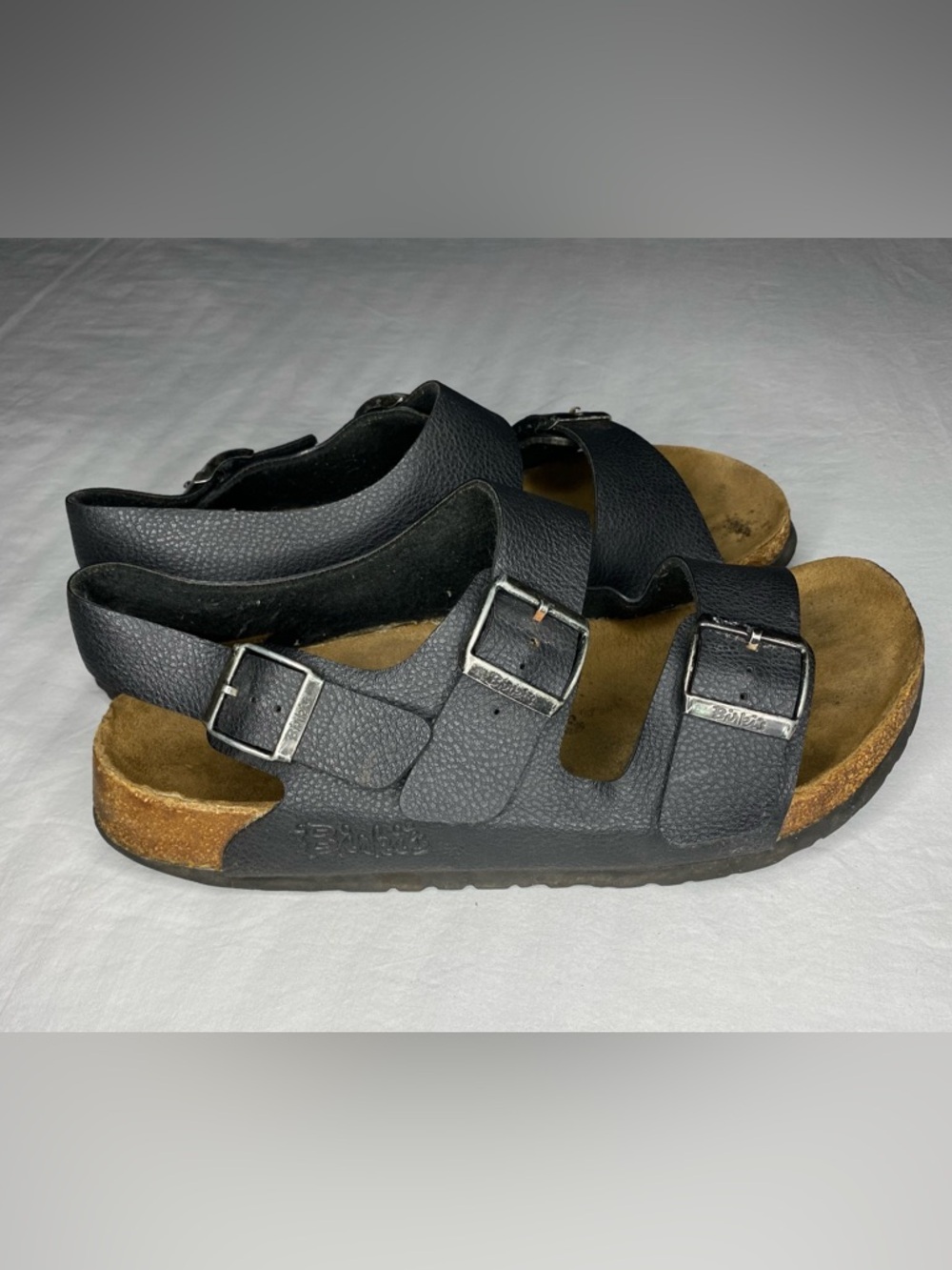 BIRKI'S BY BIRKENSTOCK Men's Size 10 Black Leather Sandals WORN